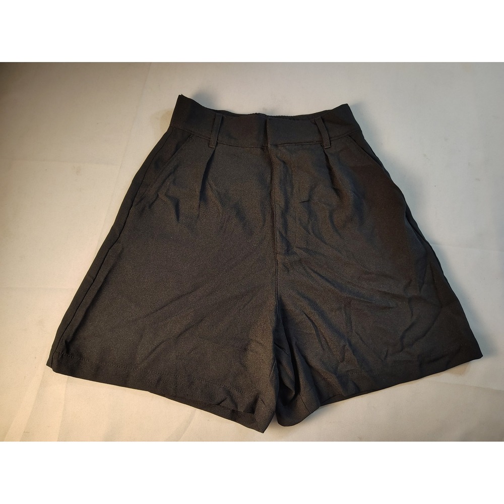 Abercrombie Fitch Womens Black High Waisted Pleated Tailored Trouser Shorts XXS